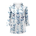 thumbnail image 3 of GaThRRgYP Womens Tops Clearance under $5,Womens Fall Fashion 2024 Womens Tops Clearance under $5 Plus Size,Fashion Woman V Neck Three Quarter 3/4Sleeve T Shirt Printing Blouse Tops Sweatshirt Blue S, 3 of 5