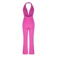 thumbnail image 4 of qILAKOG Women Casual Sleeveless Jumpsuits Loose Wide Leg Pant Romper Women's Solid Color Sexy Sleeveless Neck Hanging Pocket Loose Bodysuit Hot Pink XXXL, 4 of 6
