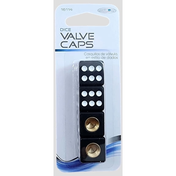 ELARA- Custom Accessories 16114 Black Dice Style Car/Truck Tire Valve Cap (Pack Of 4)