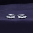 thumbnail image 2 of 18K White Gold Plated 5 Stone Hoop Earrings for Women | 2.5MM Moissanite Diamond Huggie Earrings | Cuff Earrings Huggie Stud Jewelry Gift for Her (0.55 Cttw), 2 of 7