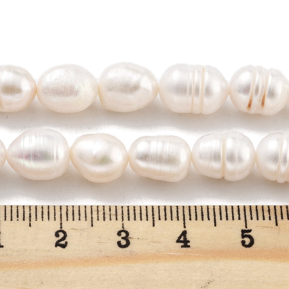 4strands Cultured Freshwater Pearl Beads Strands Grade AB Rice Snow 9~10mm Hole: 0.6mm about 19pcs/strand 6.69~6.89''(17~17.5cm)