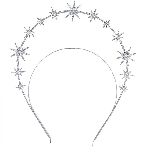 Diadema de doble capa con halo de moda, diadema con estrella de sol, diadema barroca con diamantes, para novias, pasarela y actuación