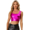 thumbnail image 1 of Disfraz de navidad Chaleco Con Cuello En U Para Mujer, Sin Mangas, Para Fiesta, Clubwear, Camiseta Corta Metálica Brillante Rosa Caliente M, 1 of 6
