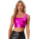 thumbnail image 1 of Disfraz de navidad Chaleco Con Cuello En U Para Mujer, Sin Mangas, Para Fiesta, Clubwear, Camiseta Corta Metálica Brillante Rosa Caliente M, 1 of 6