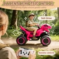 thumbnail image 6 of 12V Dinosaur Kids Ride On Car, 2 Seater Power Ride On Toy for Kids with Remote Control, Bluetooth, USB, 4 Wheel Suspension, Dinosaur Electric Toy Car for Boys and Girls Ages 3-8, Rose Pink, 6 of 6