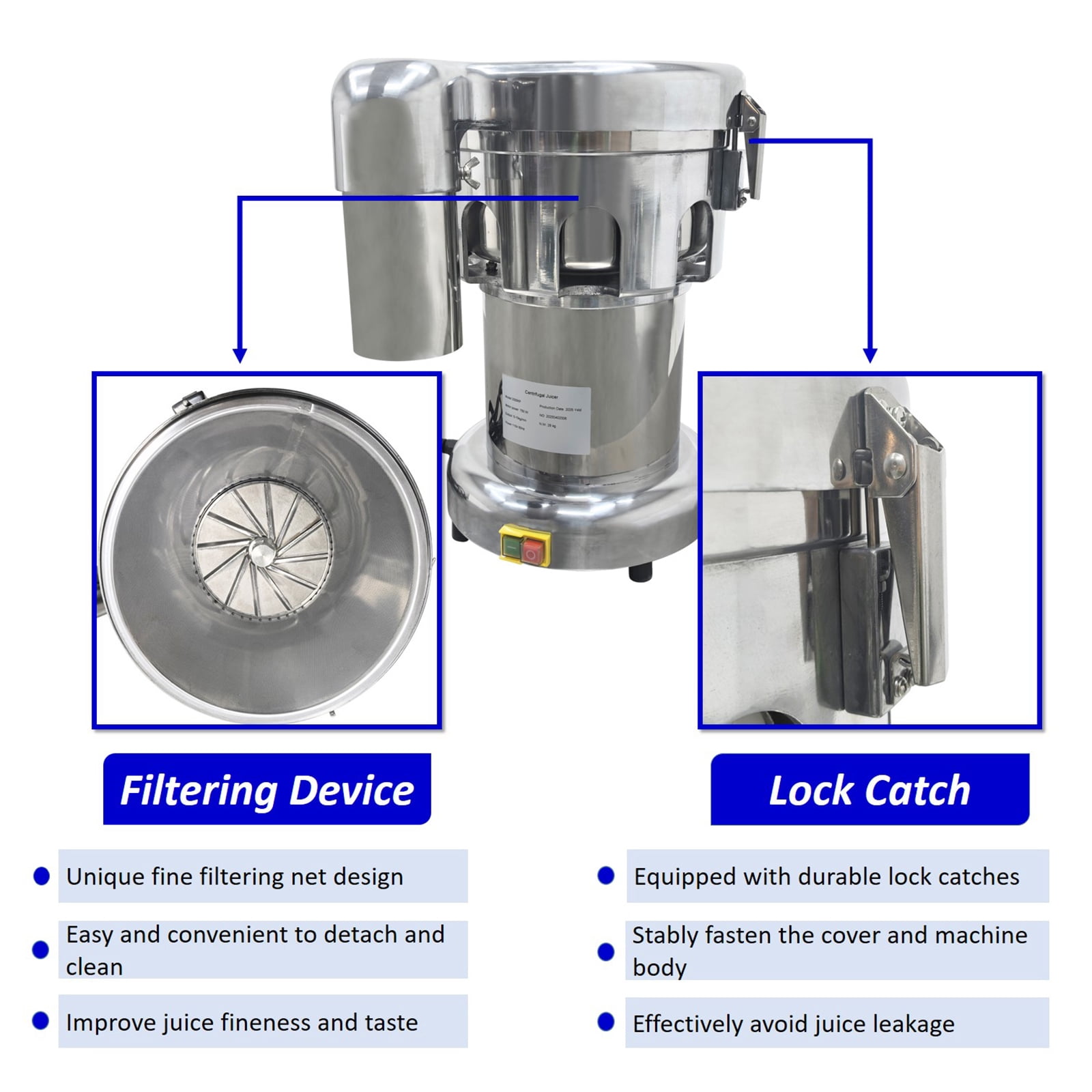 Fruit Vegetable Juicer Centrifugal Juice Extractor Cold Press Juicer Machine 5-10Kg/Min