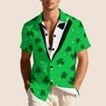 thumbnail image 5 of Qzwdhjm St Patricks Day Tuxedo T-Shirt for Men Shamrock Print Button Down Shirts Short Sleeve V Neck Shirts for Funny Theme Party, 5 of 9