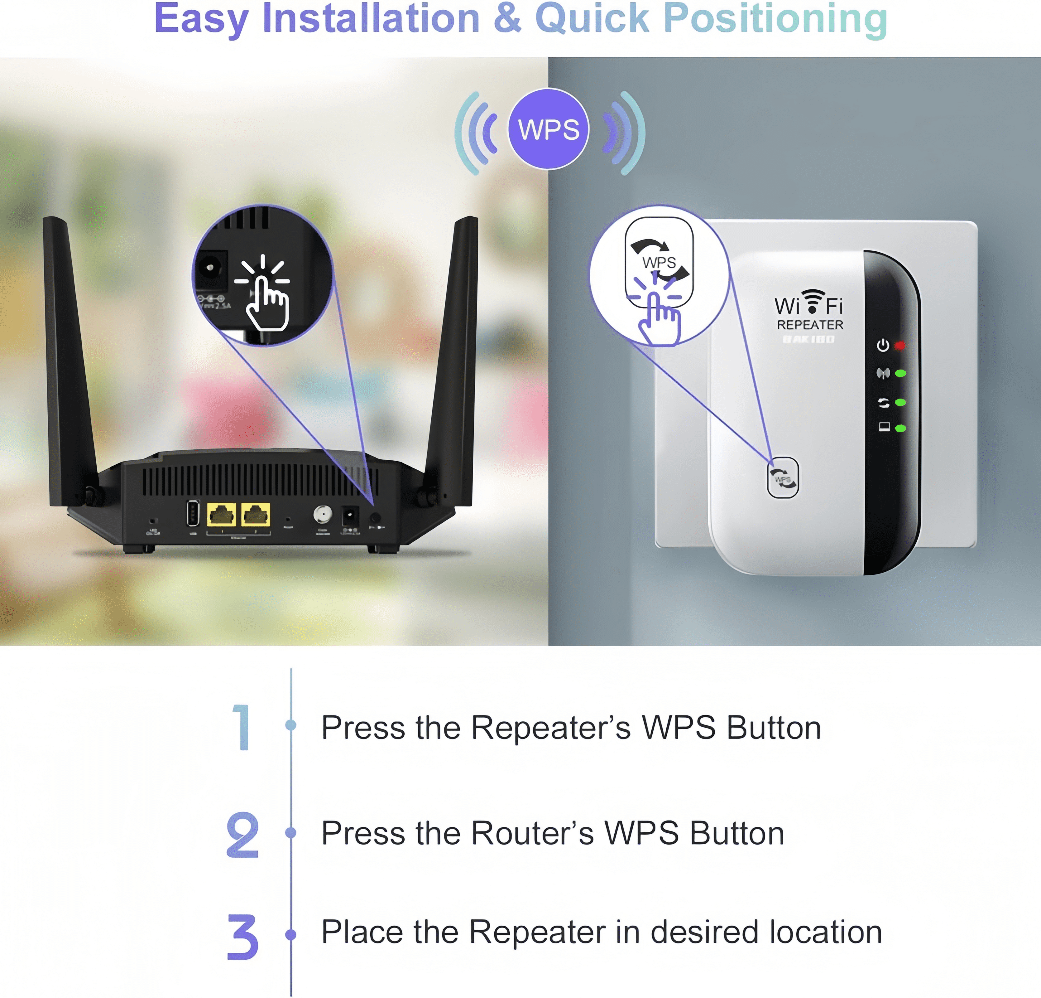 WiFi Extender Signal Booster Up to 5000sq.ft and 50 Devices, WiFi Range Extender, Wireless Internet Repeater, Long Range Amplifier with Ethernet Port, 1-Key Setup, Access Point, Alexa Compatible