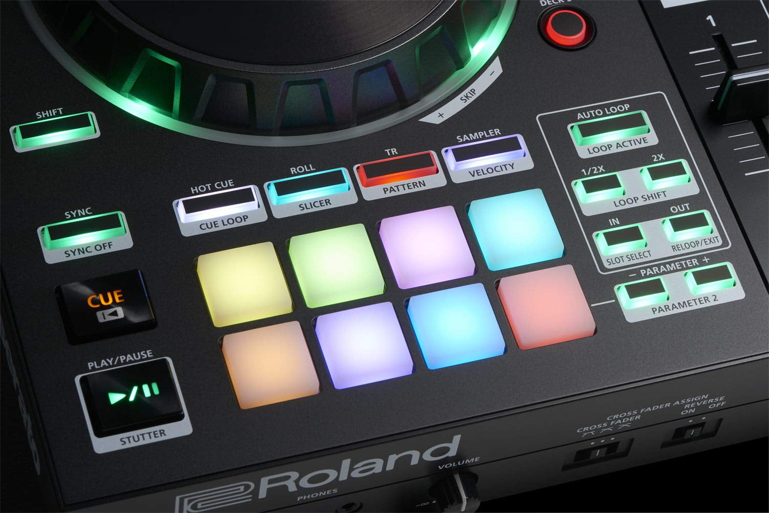 Roland DJ-505 DJ Controller Bundle with Stand, Headphones, and Austin Bazaar Polishing Cloth