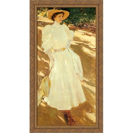 Maria at La Granja 22x40 Large Gold Ornate Wood Framed Canvas Art by Joaquin Sorolla