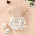 thumbnail image 3 of Vestido Floral de algodón para niñas, ropa de manga corta con cuello redondo y lazo de flores, informal y a la moda para recién nacidos, Verano, 3 of 4