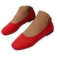 thumbnail image 1 of Womens Square Toe Dressy Shoes Spring Fall Knit Fashion Casual Ballet Flats Slip on Loafers for Ladies, 1 of 6