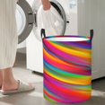 thumbnail image 4 of Laundry Basket with Handles - Lines Multicolored Rainbow Freestanding Laundry Hamper Stands Up Well, Easy Storage Clothes Hamper in Laundry Room Bedroom Bathroom College Dorm, 4 of 6