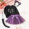 thumbnail image 6 of Glisme Girls Halloween Outfits Long Sleeve Round Neck Tops Skirts Cartoon Prints 2 Piece Set Relax Fit Toddler Clothes Purple, 6 of 7