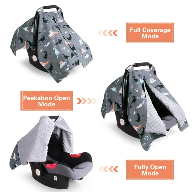 Carseat Covers Baby Girl, Minky Infant Car Seat Cover Winter, Peekaboo Opening Car Seat Canopy, Multi-use Baby Carrier, Stroller, Nursing Cover