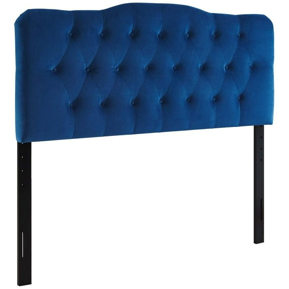 Modway Annabel Queen Diamond Tufted Performance Velvet Headboard in Navy