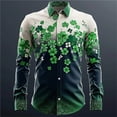 thumbnail image 2 of CONZONE St. Patrick's Day Mens Buttons Down Shirts Long Sleeve Shirts for Men Trendy Green Clover Graphic Lapel Soft Lightweight Tops, 2 of 4