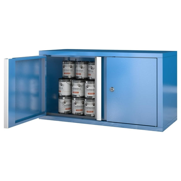 2-Door Lockable Metal Wall Cabinet | Heavy Duty Steel Storage with Positioning Paper | Garage, Basement & Warehouse Organizer | Easy Assembly