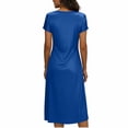 thumbnail image 4 of Fewfanhot Women's Sleepwear V-Neck Short Sleeve Satin Nightgown Dress, Loose Loungewear Slip Dress, Comfortable Home Dress for Relaxation, 4 of 5