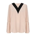 thumbnail image 2 of Craaazy Women's Casual Christmas Shirts V Neck Button Blouses Fall Winter Puff Long Sleeve Shirts Business Work Tops for Women, 2 of 6