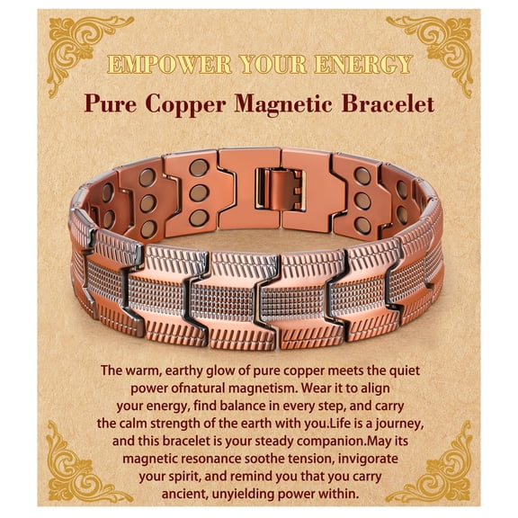 Copper Bracelet for Men Pure Copper Magnetic Bracelets for Mens Handmade Adjustable Bracelet With 3-Row Powerful Magnets Jewelry Gifts For Men With Sizing Tools