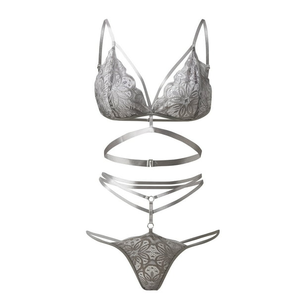 Gibobby Conjuntos de Lenceria Mujeres Sexy Encaje Lenceria Nueva Sexy Ropa interior sexy Trajes Lenceria Ropa interior Ropa de dormir Pijamas Gris L Walmart en linea