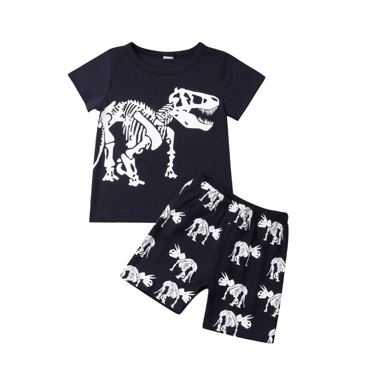 Toddler Baby Boys Cartoon Letter Dinosaur Print T Shirt Tops Shorts Outfit Set D 