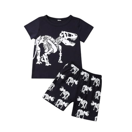 

Kids Baby Boys Girls Dinosaur Summer Short Sleeve T-Shirt Tops+Shorts Pants Set Outfit 2PCS Casual Boys Summer Clothes Sleepwear 2-7Y