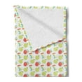 thumbnail image 2 of Caterpillar Soft Flannel Fleece Throw Blanket, Animal and Apple Nature Pattern Childish Nursery Cartoon, Cozy Plush for Indoor and Outdoor Use, 60" x 80", Dark Coral Pale Green, by Ambesonne, 2 of 5