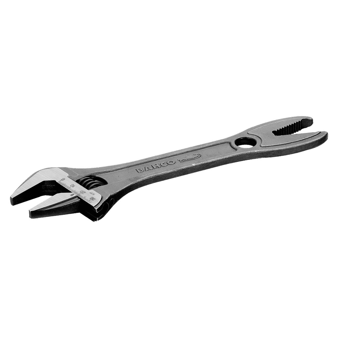 Bahco 8" Shark Wide Jaw Adjustable Wrench with Serrated Pipe Jaws and Phosphate Finish