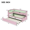 thumbnail image 5 of New Upholstered Twin Size Platform Bed with USB Ports and LED Belt, With Trundle, Pink, 5 of 10