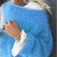 thumbnail image 1 of Suéter de manga larga con farol de mohair para mujer, jersey esponjoso de punto, ropa de calle, abrigos de gran tamaño, ropa de mujer, 1 of 5