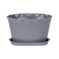thumbnail image 2 of 1Pack 7.4 Inch Ruffled Small Plant Pots with Drainage Holes and Saucers, Dark Gray Plastic Scalloped Flower Pots Stackable Nursery Planters for Indoor Outdoor Succulents Herbs Houseplants, 2 of 7