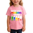 thumbnail image 4 of Boys Pink Funny Kids T-Shirt, Preschool Teacher Battery Life Graphic Tee, Cotton Shirt for Teacher Appreciation & Back to School, Kids to Youth Sizes,Size 9 T, 4 of 7