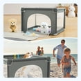 thumbnail image 4 of Dog Playpen, 36 x 36 x 27 Inch Portable Indoor Pet Playpen with Soft Mesh and Sturdy Frame, Gray, 4 of 9