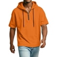 thumbnail image 6 of Hogleaql Mens Short Sleeve Hoodie Summer Quarter Zip Casual Shirts Fashion Loose Fit Drawstring Hooded Sweatshirt Outfits Saffron S, 6 of 9