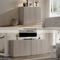 thumbnail image 5 of SICOTAS 46.7" Wide 3-Door Storage Cabinet Set of 2- Large Sideboard with Wave Panel Doors & Adjustable Shelves Push-to-Open Design Sideboard Credenza for Living Room Kitchen Entryway, Light Grey Alde, 5 of 8