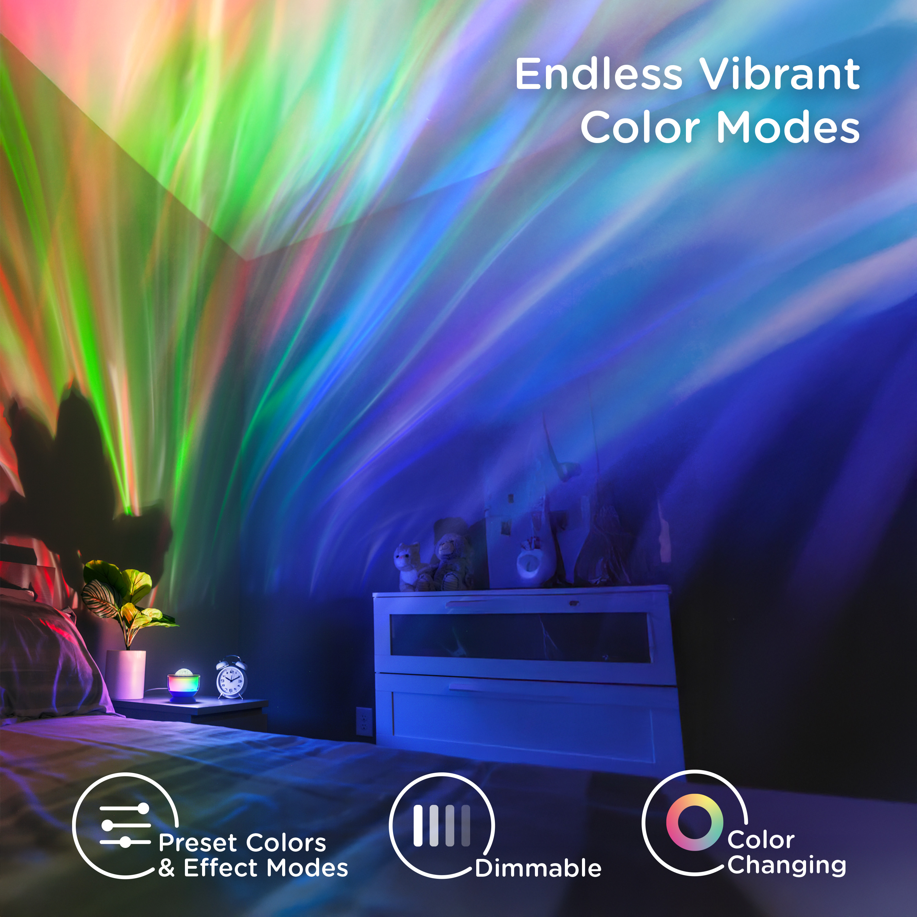 Enbrighten Galaxy Wave Globe Light Projector with 360-degree Night Light
