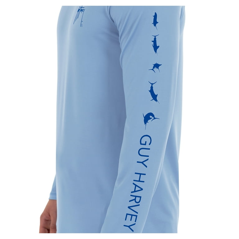 Guy Harvey Core Solid Sun-Protection Performance Long-Sleeve Shirt for Men - Powder Blue - M