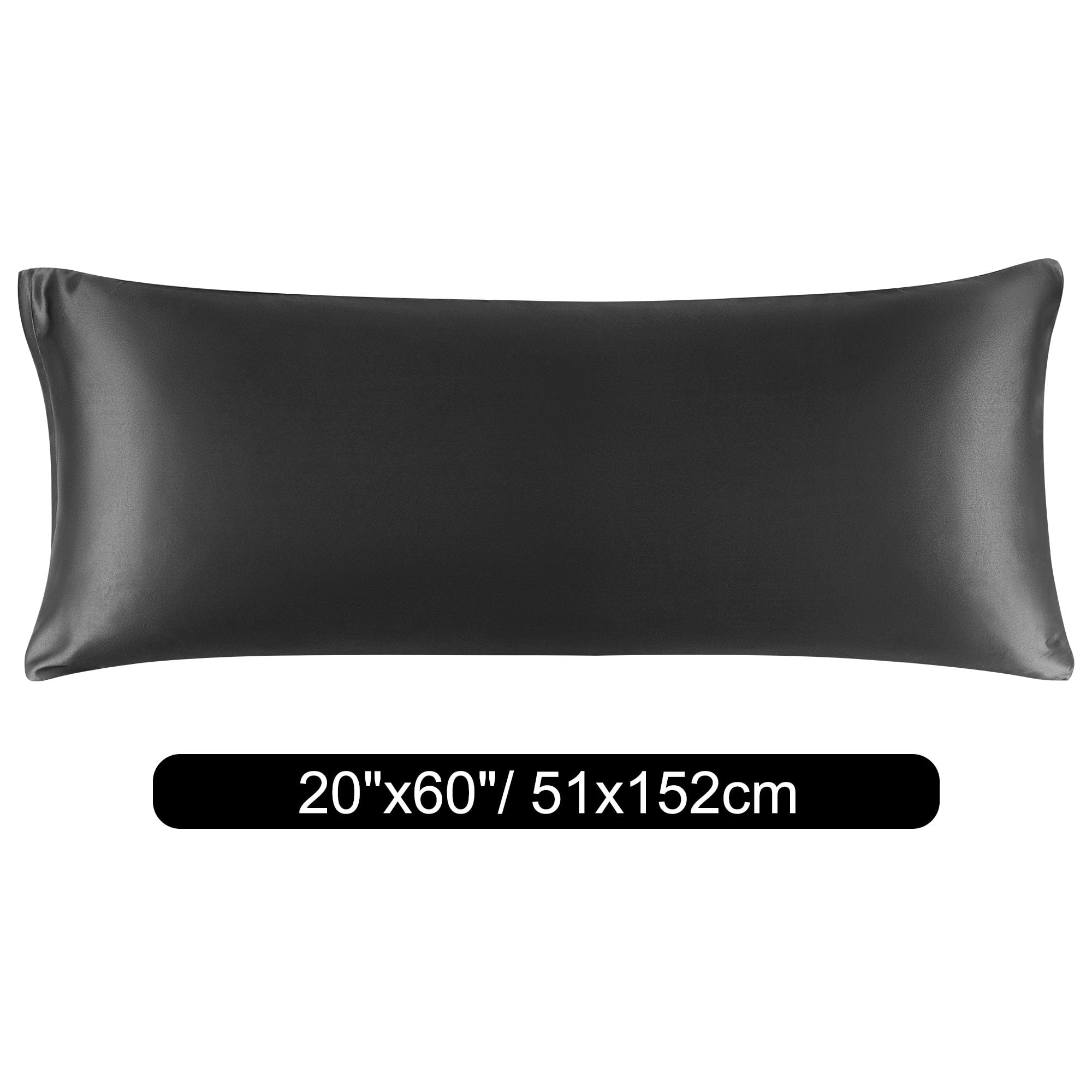 Unique Bargains Zipper Closure 1 PC Satin Body Pillowcases Black 20"x60"
