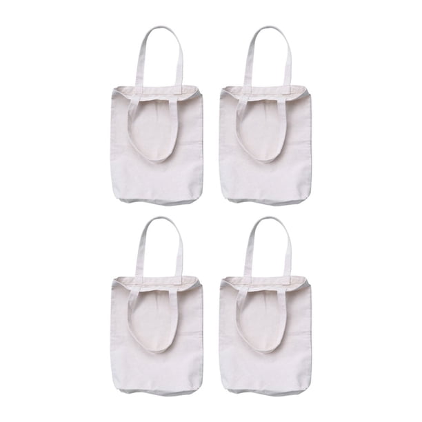 4 bolsas de lona en blanco para manualidades, mochilas escolares, ecológicas, para hacer tú mismo, para compras, regalo, color blanco, para estudiantes.
