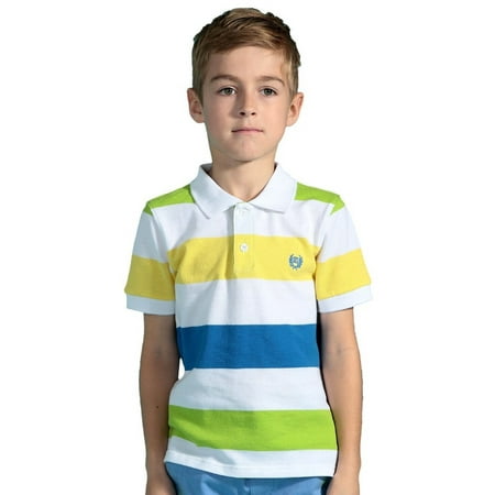 - Leo&Lily Boys' Short Sleeve Yarn Dyed Stripe Rugby Polo Shirt