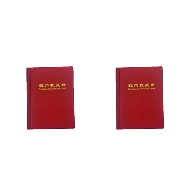 Naiovety 60 bolsillos colección de monedas conmemorativas almacenamiento Protector libro fichas sellos titular álbum organizador dinero Rojo 2Conjunto