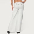 thumbnail image 5 of Yungyresw Flared Leg Yoga Pants For Women Polka Dot Fold Over Waist Lounge Pants Gym Workout Athletic Trousers Trendy Streetwear White L, 5 of 6