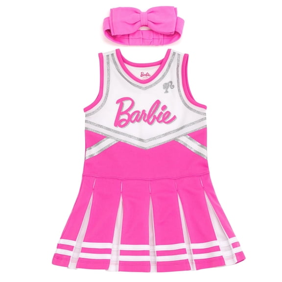 Conjunto de atuendo de Barbie, vestido de animadora para niñas pequeñas, rosa/blanco, 5