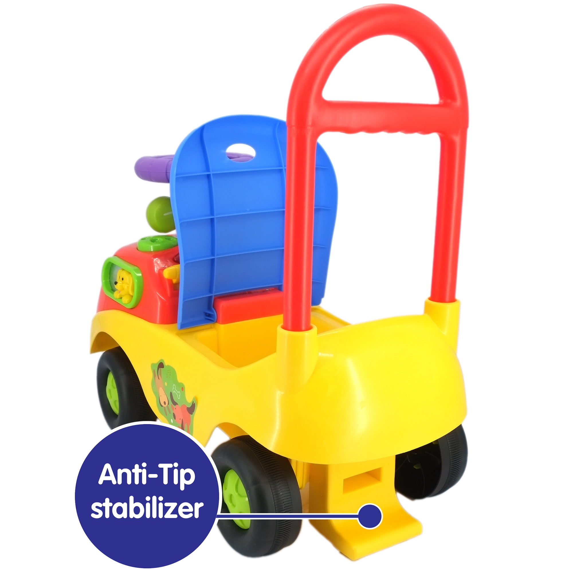 Kiddieland: My First Funtime Ride-On - Puppy & Kitten - Lights & Sounds Foot-To-Floor Vehicle, Interactive Dashboard, Seat Storage, Toddlers 12-36mo