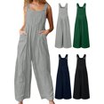 thumbnail image 4 of Monos, Mono de mujer con bolsillos, sin mangas, piernas anchas, monos de talla grande Tomshoo  Extragrande, 4 of 7