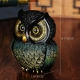 thumbnail image 4 of Owl Statue Home Decor - Small Figurines for Shelves, Office, Living Room - Decorations and Gifts for Owl Lovers (Black-Green), 4 of 17
