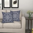 thumbnail image 2 of Navy Blue Boho Pillow Covers Farmhouse Navy Flower Decorative Outdoor Pillow Covers 18x18 Inch Pack of 2 Bohemian Throw Pillow Covers Linen Cushion Cover for Bedroom Sofa Couch Decor, 2 of 6