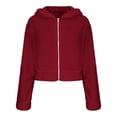 thumbnail image 6 of Aellinatey Cropped Fleece Jackets for Women Fashion Zip Up Plush Sherpa Warm Coats Comfy Soft Long Sleeve Fuzzy Hooded Outerwear, 6 of 9